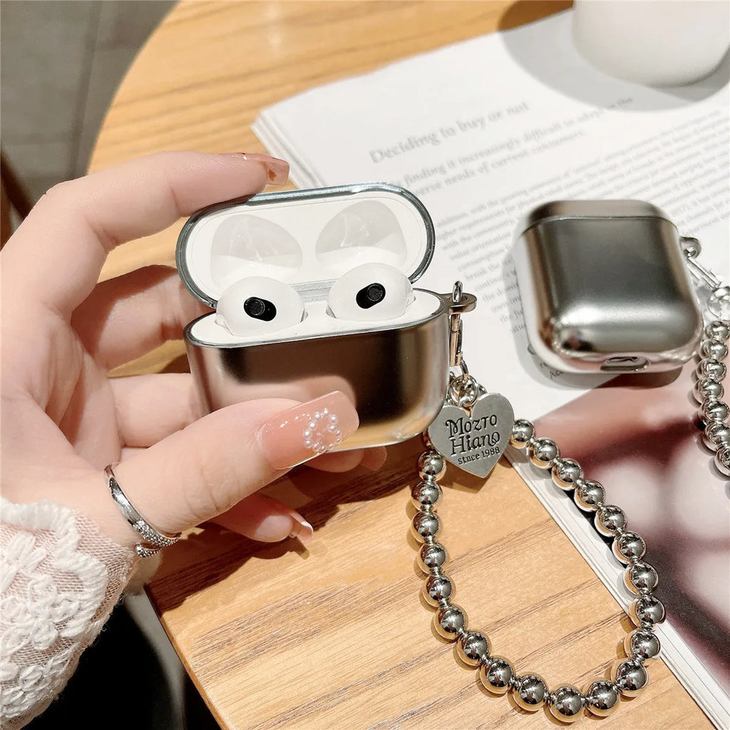 Matte electroplated TPU protective case for AirPods with attached bracelet loop