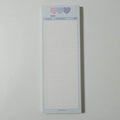 English words notepad with vertical format and blue cover showing B5 half size dimensions