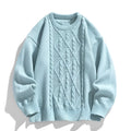 Twist stripes pullover furry sweater in cloud blue for teenagers, thick chemical fibre blend, straight fit
