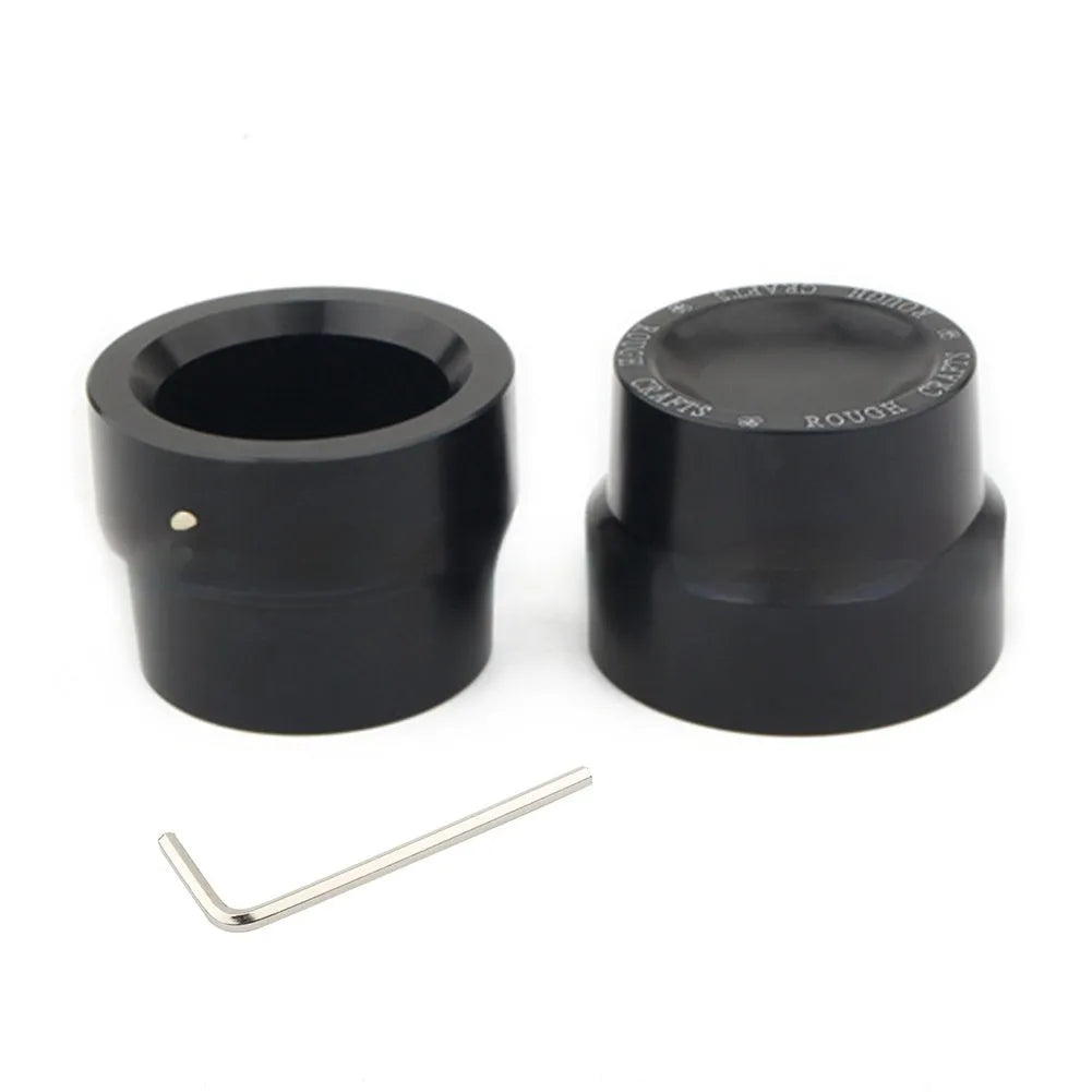 Black CNC aluminium motorcycle axle cover for Harley Sportster front and rear axles.