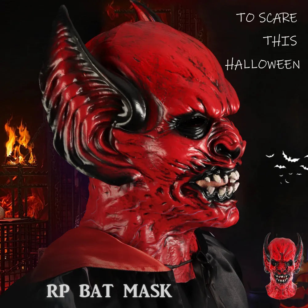 Red bat head hood mask for Halloween and Christmas costume parties