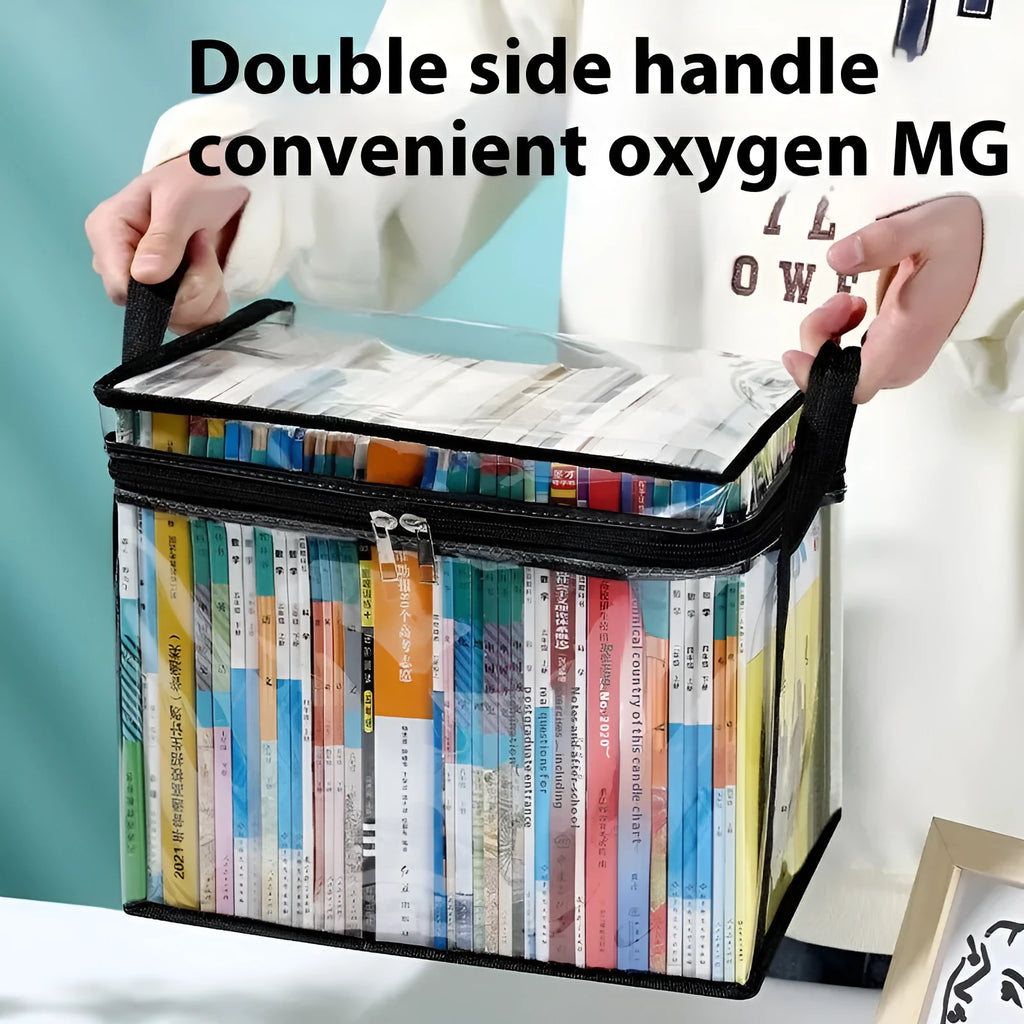 Large foldable PVC buggy bag with transparent window, shown in black and white colour options.