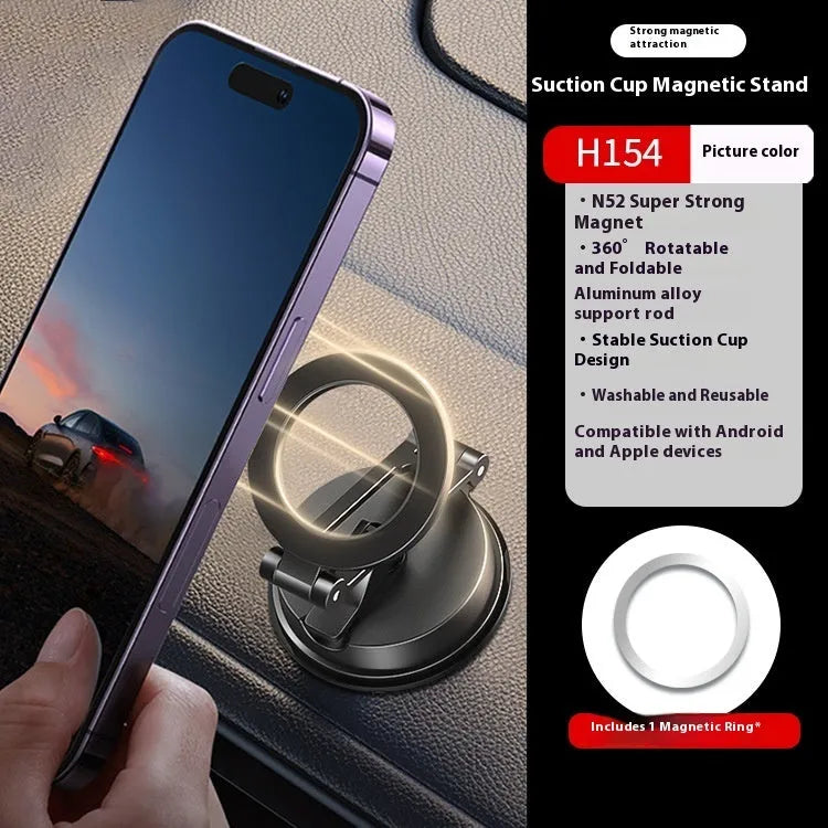 Black H154 car magnetic phone holder with suction cup mount for dashboard or windscreen