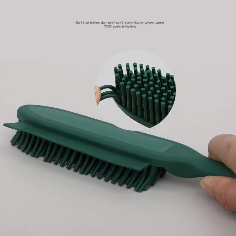Green pet grooming brush with massage nodules and removable wool sticker for hair collection