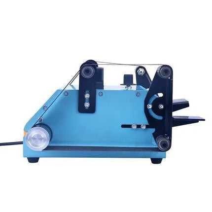 Blue desktop dual-axis belt sander with a 750W motor and variable speed switch for sharpening and polishing.