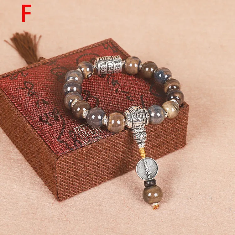 Men's gradient ceramic chain bracelet in polished coloured glaze, approximately 13mm size