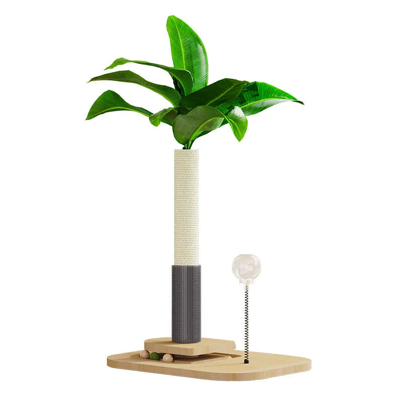Wooden vertical cat scratching post in a canna colour finish with chamfered edges.