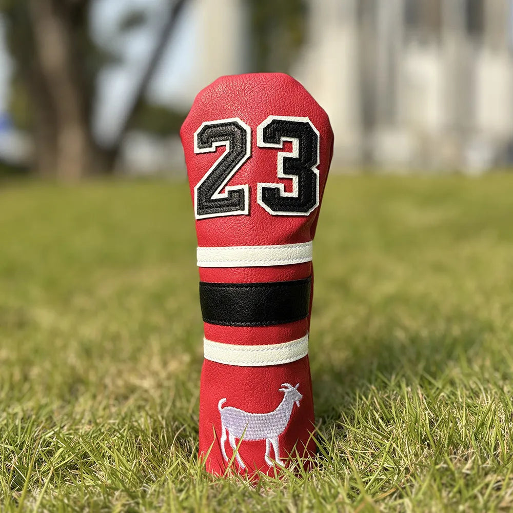 Set of four Ram PU golf club headcover sleeves for driver, fairway woods, and utility iron.