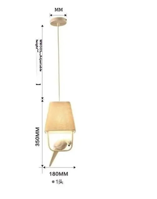 Iron bird chandelier ceiling lamp with fabric shades in bird-themed configuration