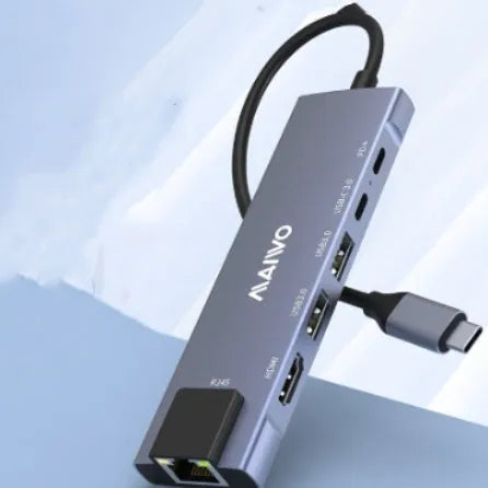 Aluminium alloy Steam Deck six-in-one docking station with USB-C, HDMI, Ethernet and USB ports.