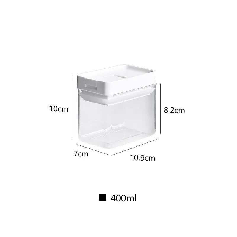 White transparent plastic grain storage container with Japanese design and 400ml capacity