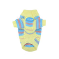Blue and yellow striped wool dog sweater for small breed dogs in casual style