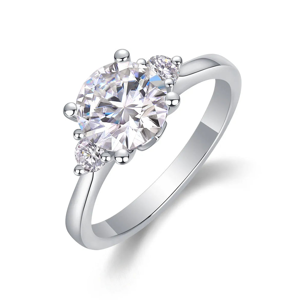 Starry Sky Romance wedding ring set with 2-carat moissanite on platinum-plated S925 silver band, gift box and GRA certificate