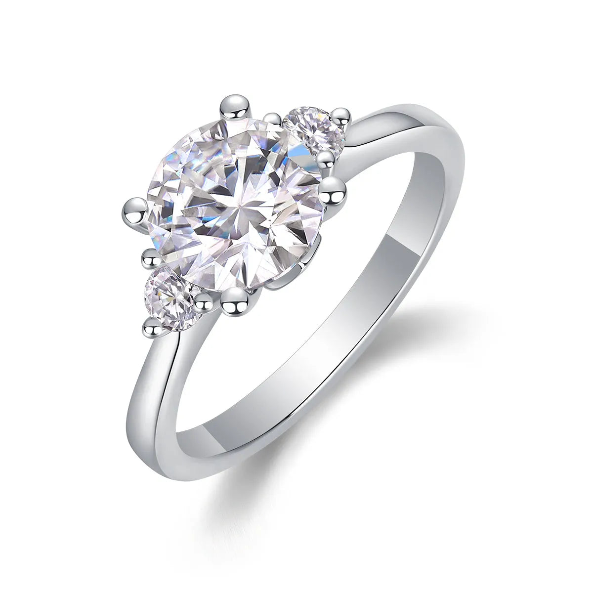 Starry Sky Romance wedding ring set with 2-carat moissanite on platinum-plated S925 silver band, gift box and GRA certificate