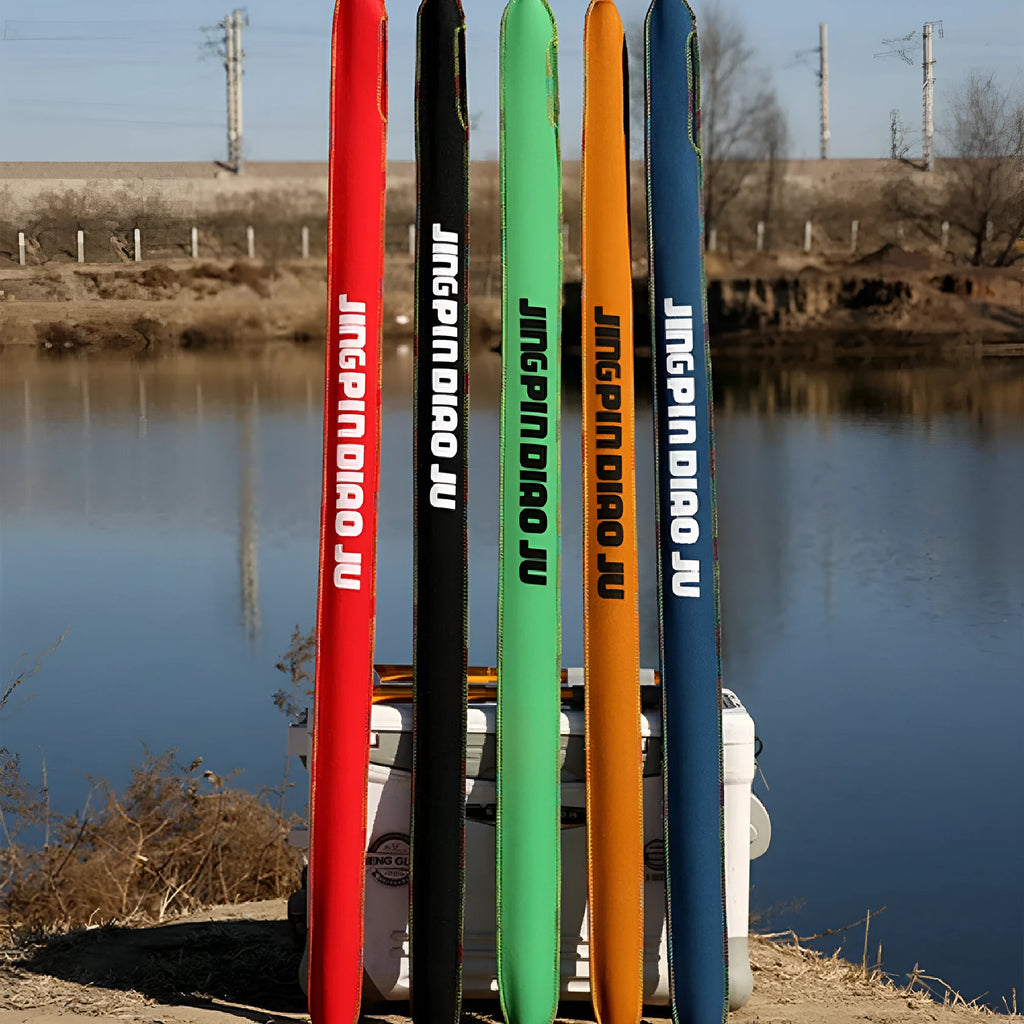 Retractable fishing rod bag in cotton fabric with elastic closure for rods up to 150cm