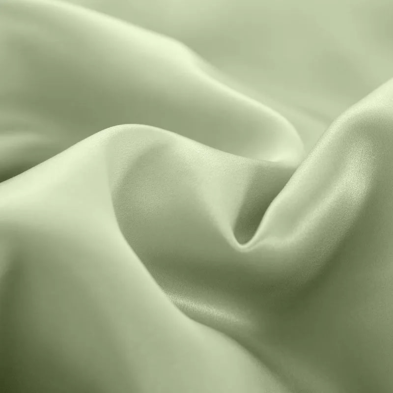 Double-sided silk duvet cover showing Lotus Pink, pea green, bright brown, mysterious purple, white, and silver blue colour options