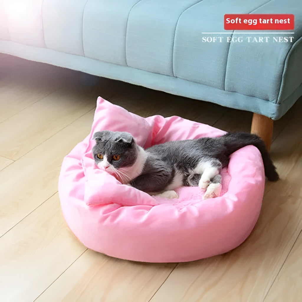 Soft PP cotton filled dog bed in light grey or pink with optional matching pillow