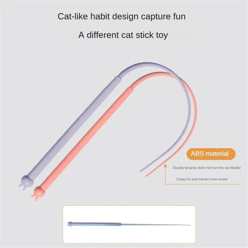 Blue simulated mouse tail cat toy with silicone tail and cat head handle measuring 80cm