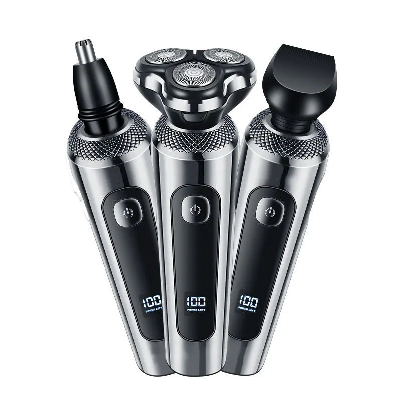 USB rechargeable beard trimmer with digital display and washable cutting head