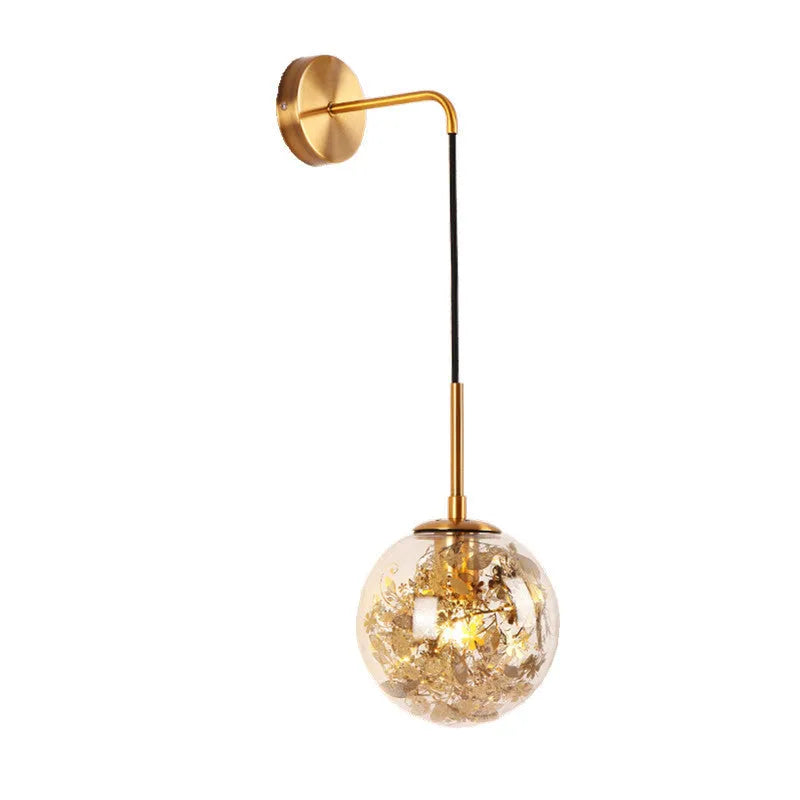 Modern glass wall lamp in golden flower or silver flower finish, shown in 15cm and 20cm sizes.