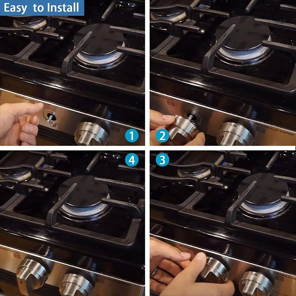 Silver metal oven stove knob replacement with 5.3cm diameter measurement