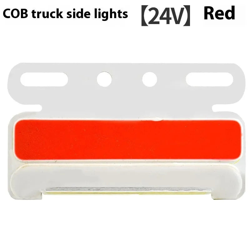 Waterproof aluminium housing COB LED truck side light for 12V and 24V systems in five colour options.