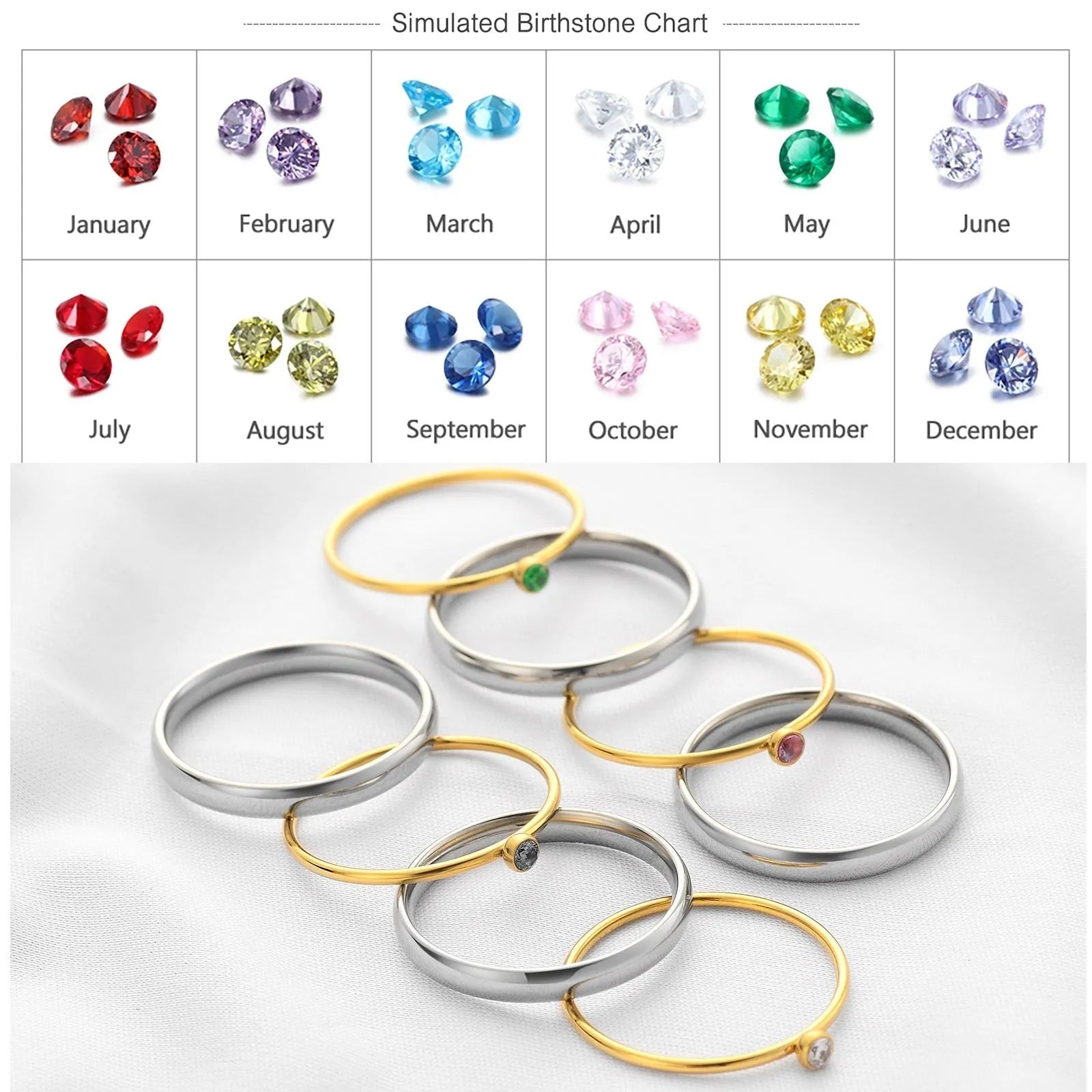 December birthstone engraved ring with geometric design in titanium steel