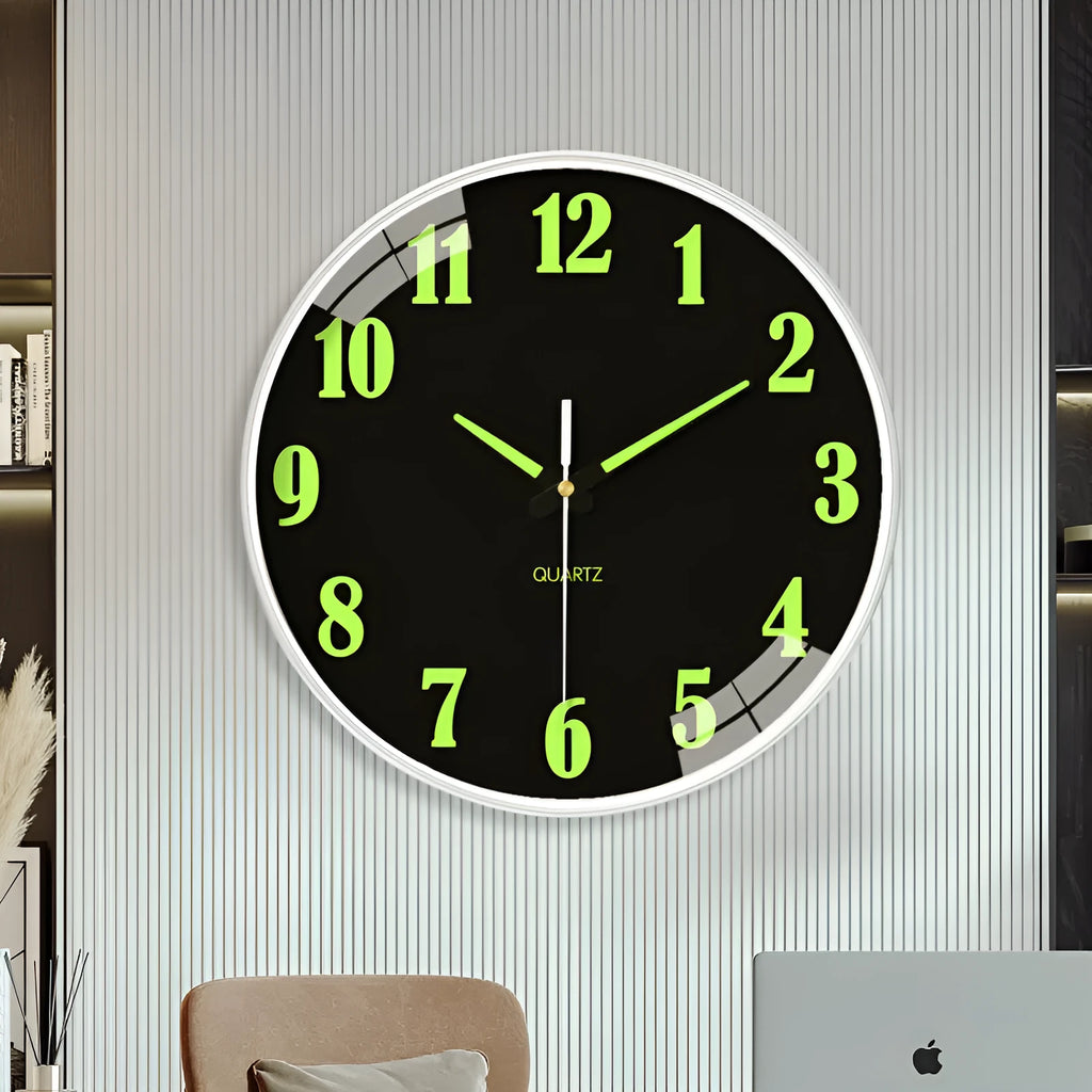 20cm diameter luminous wall clock with plastic modern shell in various colour options