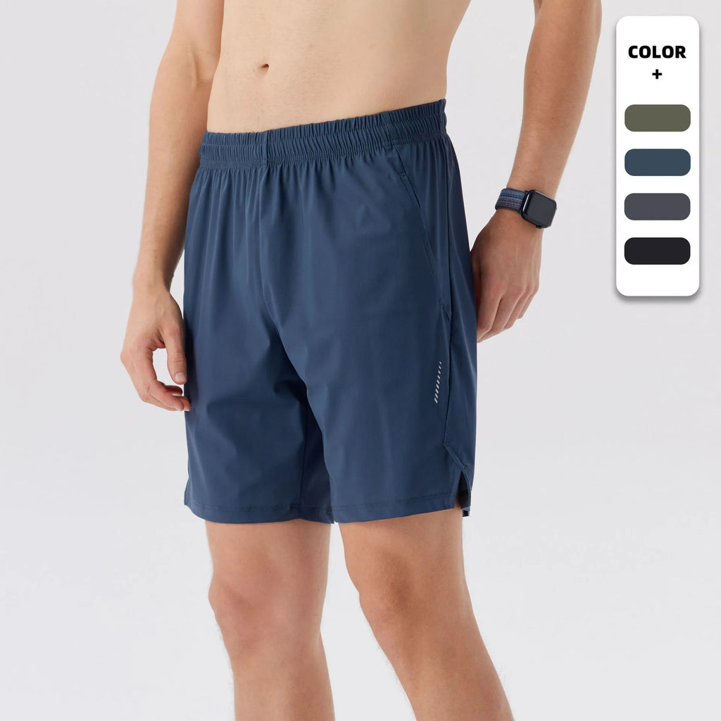 Men's ice silk nylon sports shorts in mid waist design with short length