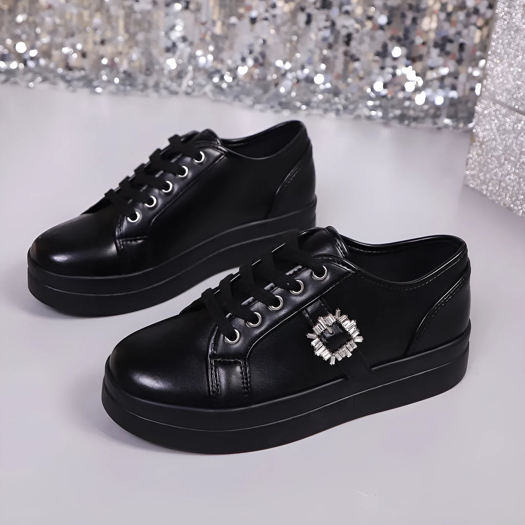 New soft bottom leather sports women's shoes in low-top style, PU upper, rubber sole, front lace-up, available in multiple colours including apricot