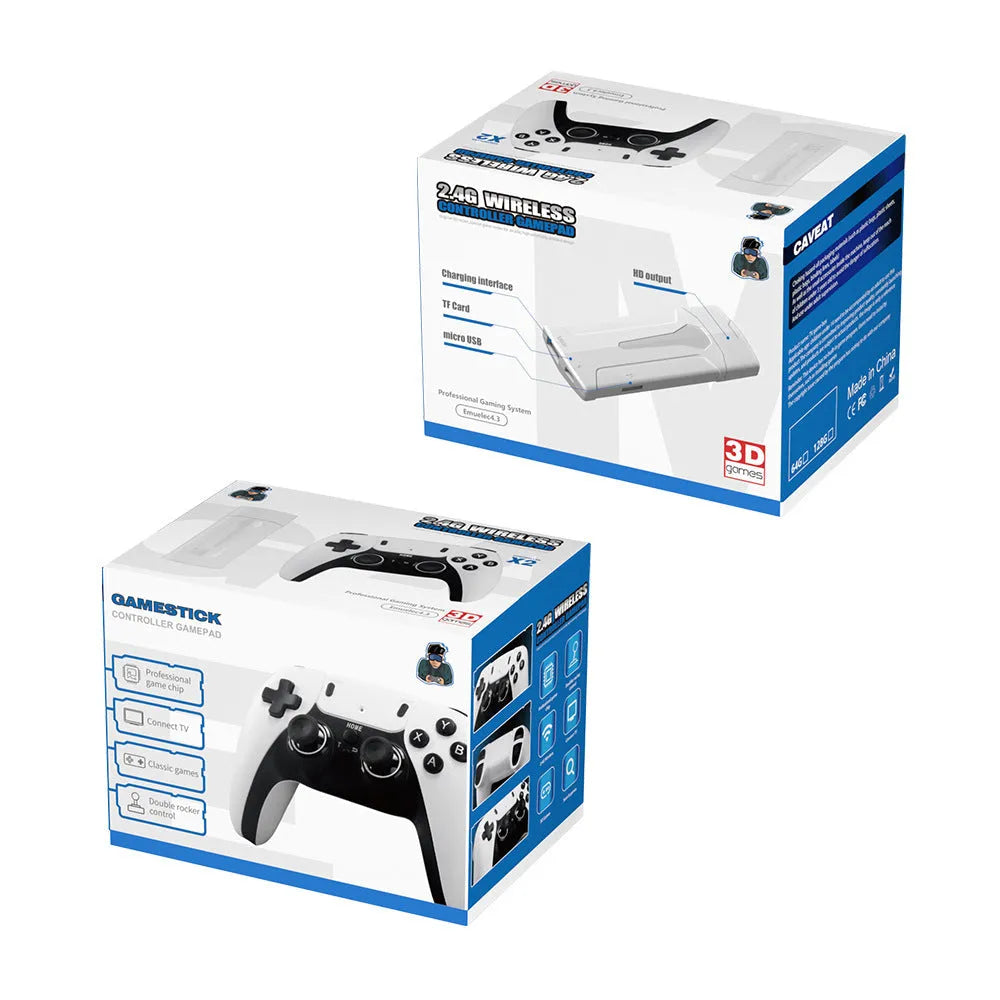 M8 PULS 4K TV game console with dual controllers, ABS plastic, nostalgic design, black colour