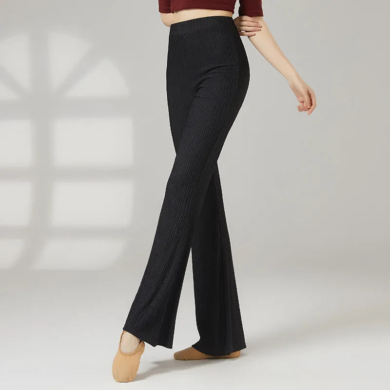 Women's solid colour dance practice trousers for body training in stretch polyester fabric