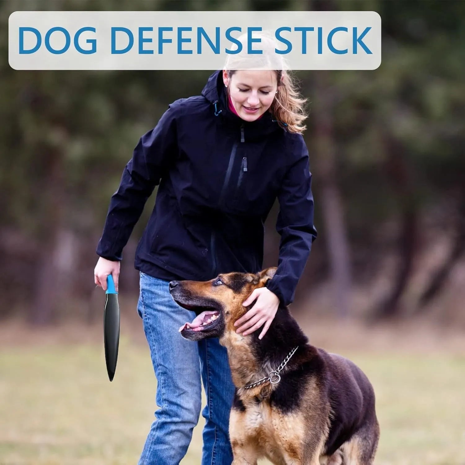 Blue handled nylon dog break stick for training small and medium dogs
