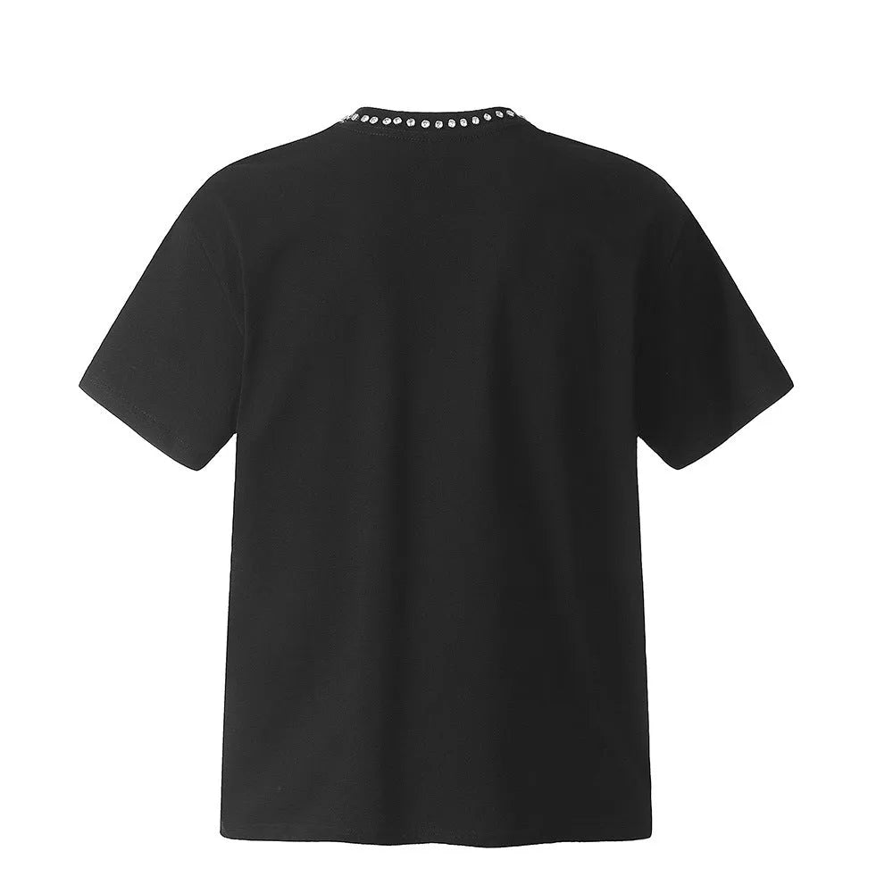Men's cotton short sleeve t-shirt with cross star pattern, available in white and black, sizes S to XL