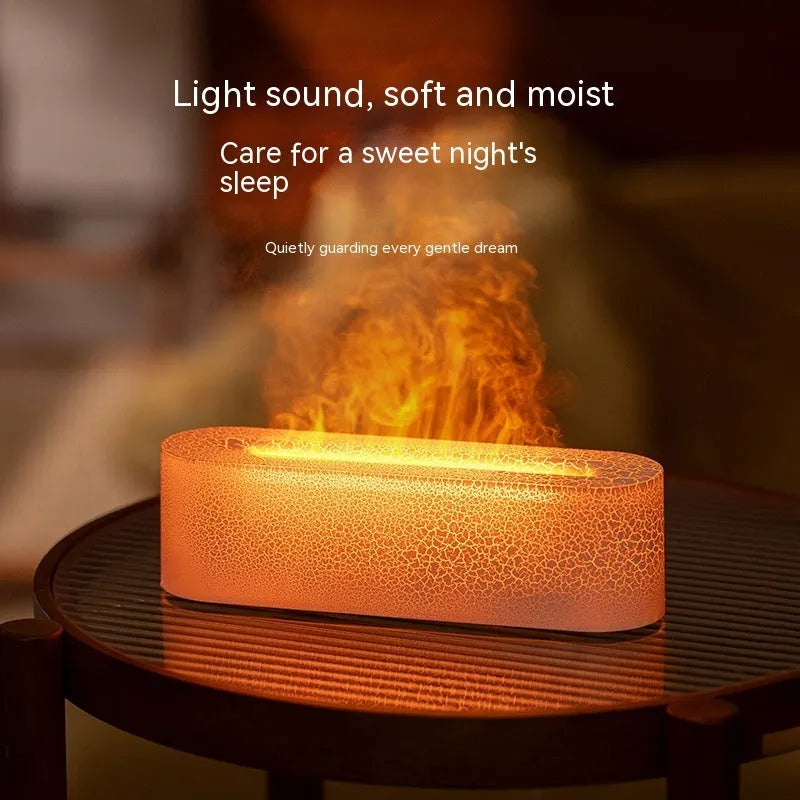 Square creative lava flame design desktop humidifier and aroma diffuser in black or white with USB cable
