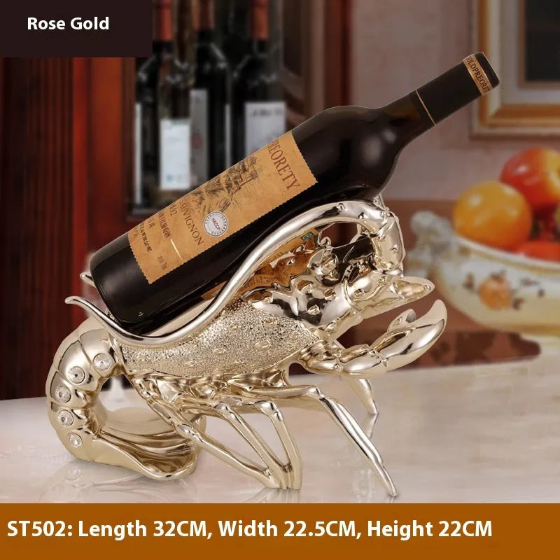 European style lobster wine rack ornament in rose gold or silver colour