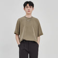 Men's loose drape knit casual T-shirt in black, brown, or white colours