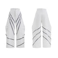 Men's polyester trousers with three-dimensional cutting, metal striped rivets, and pleated design in black or white