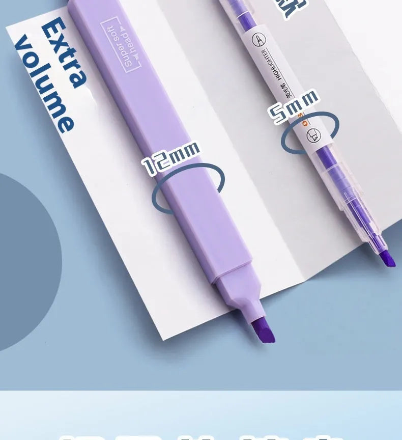 Set of double-ended fluorescent highlighter pens with chisel and fine tips, showing mixed bright colours.