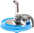 Interactive cat scratcher toy with ball track and replaceable cardboard scratching surface