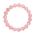 Strawberry quartz crystal bracelet with 10-10.8mm round beads in natural white water colour