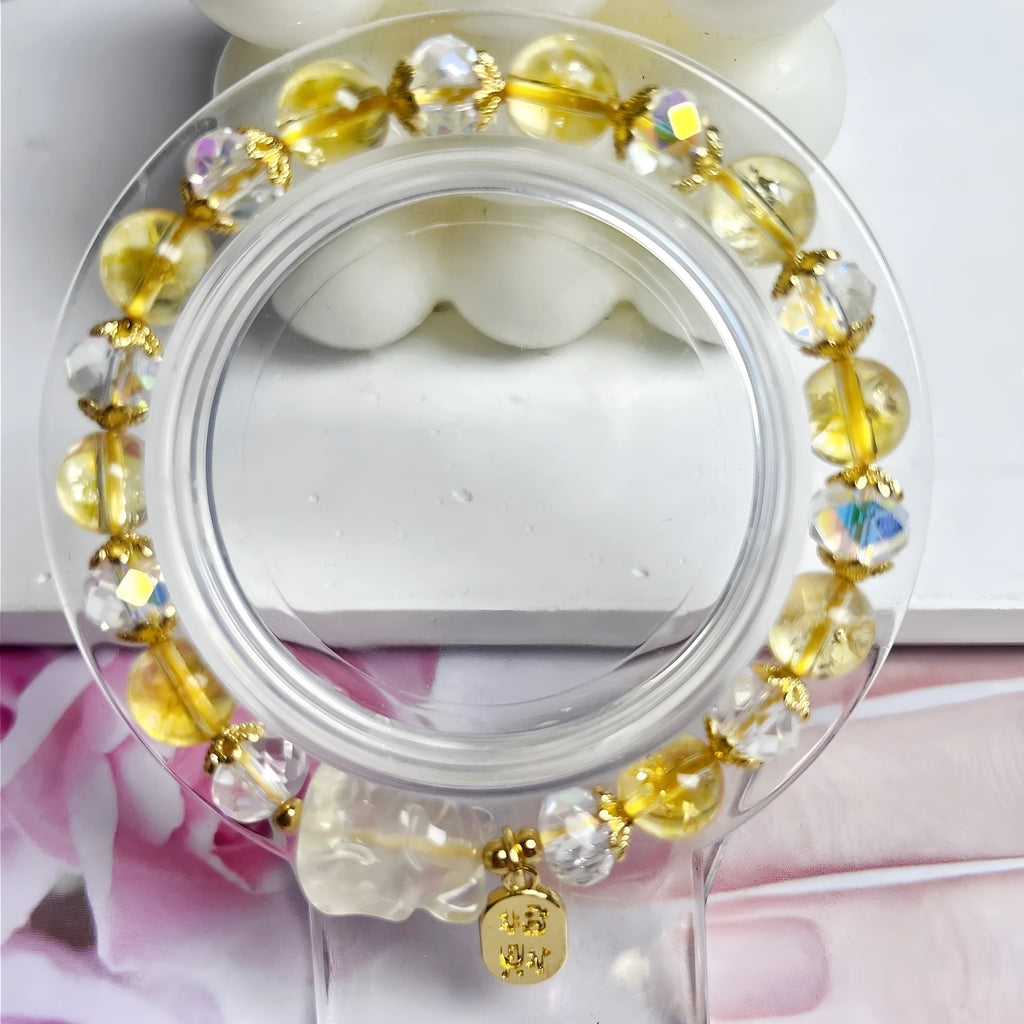 Natural citrine crystal nine-tail fox bracelet with adjustable length
