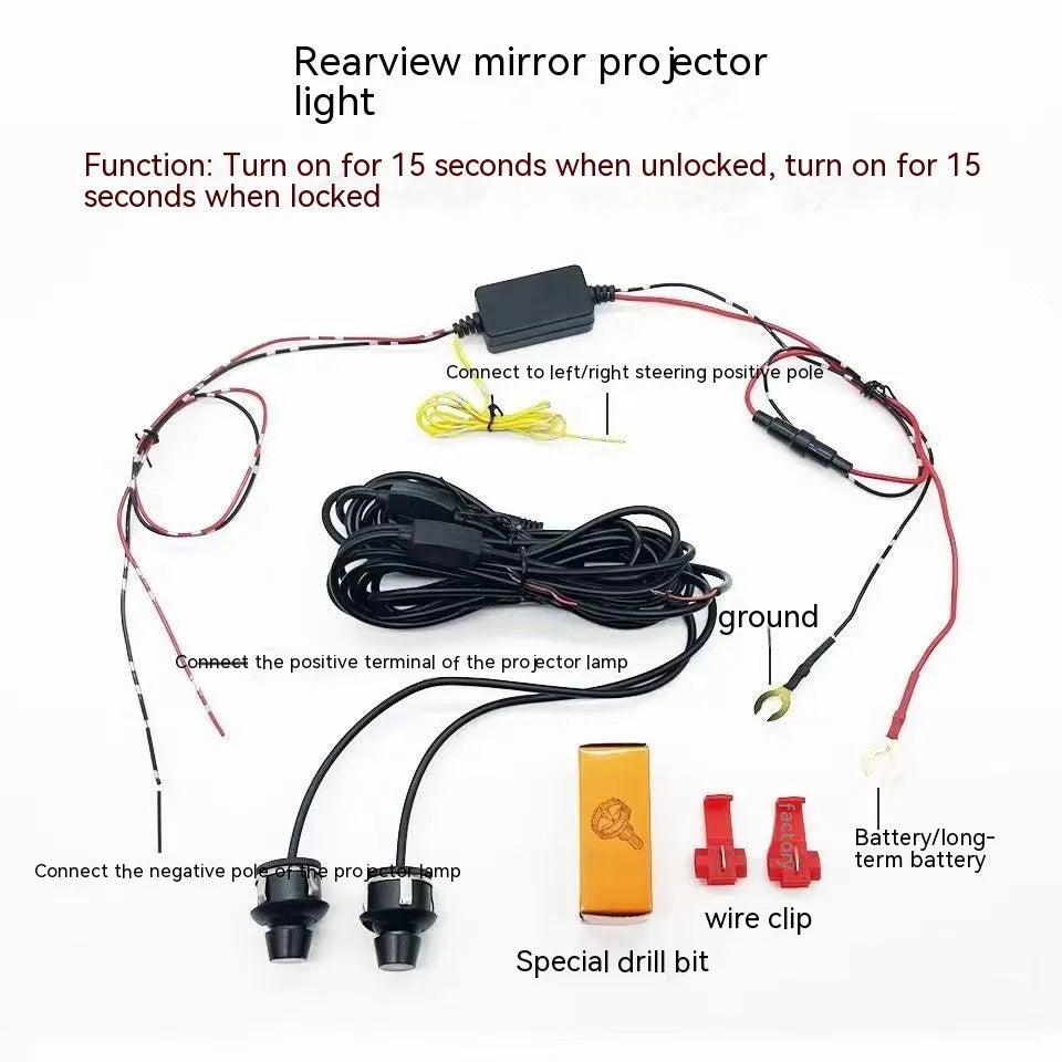 Car rearview mirror courtesy lamp with angel wings projection design in aluminium housing