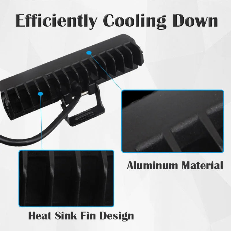 Black aluminium 7-inch 60W LED strip work light with straight line shape.