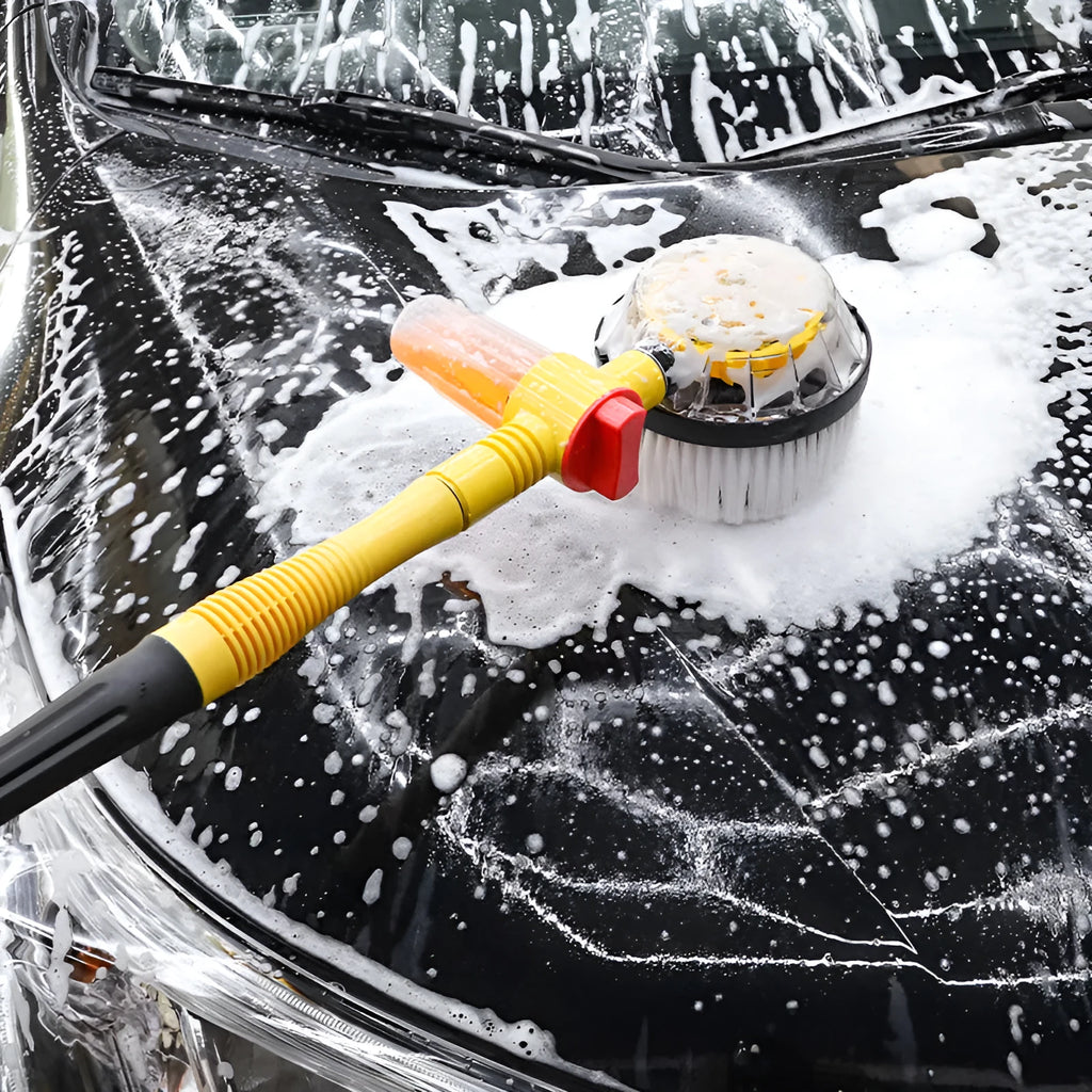Yellow car wash mop cleaning tool with three-gear hydraulic control and combination brush head