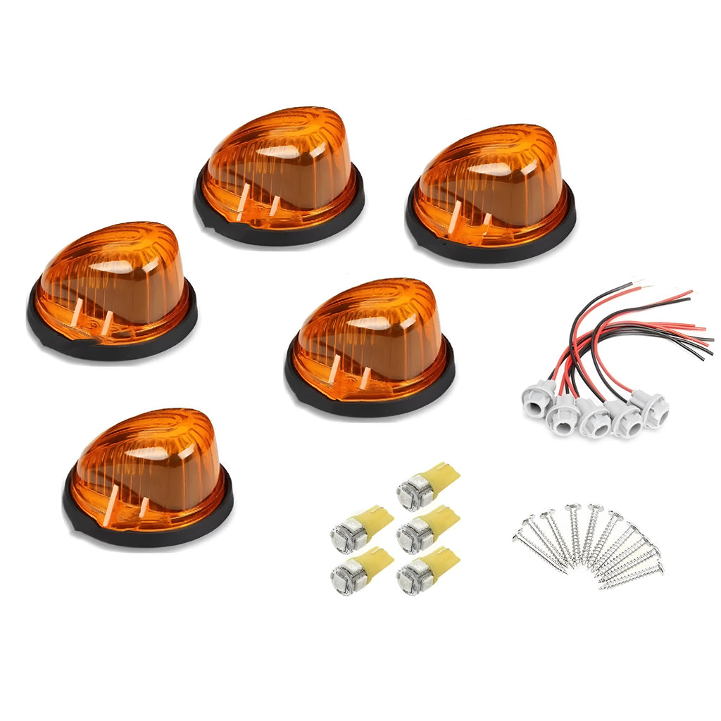 LED roof cab light kit with yellow lampshade, measuring 83mm with T10 bulbs and installation components