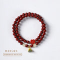 Purple gold sand 6mm bead double circle women's bracelet with lotus seedpod detail