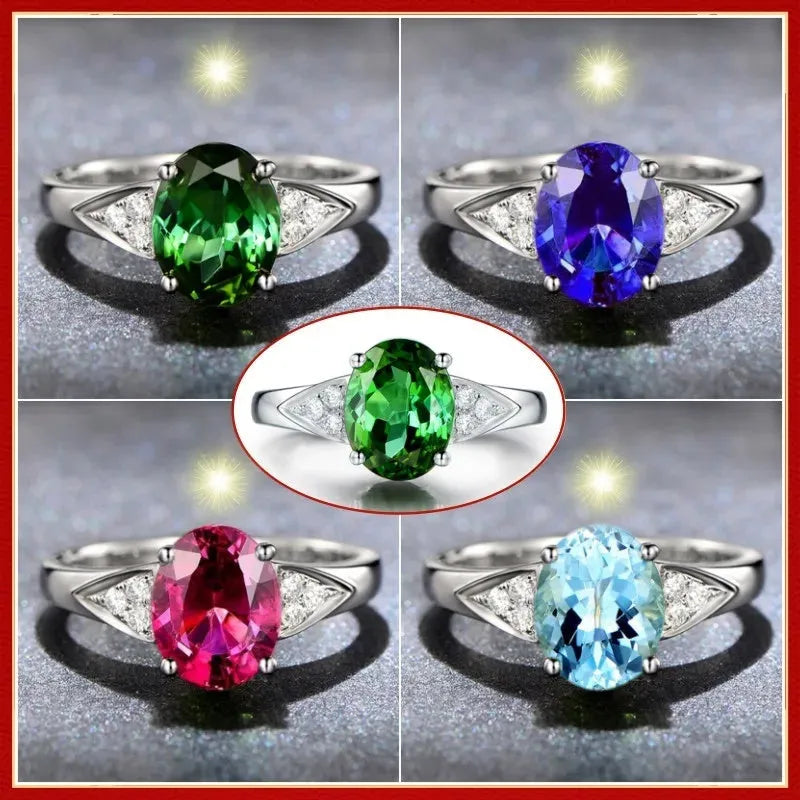 A court style ladies' ring with an inlaid natural zircon gemstone, shown in a choice of heart, water drop, or bell patterns.