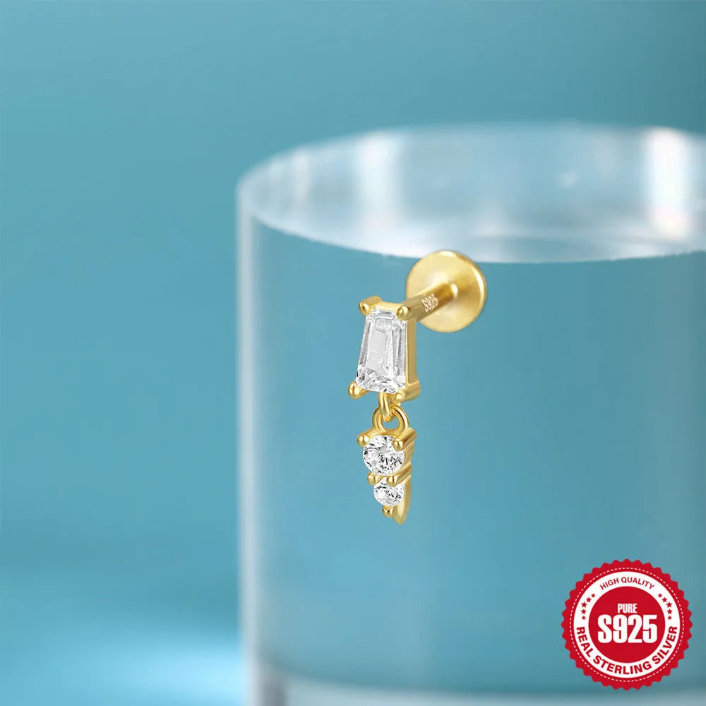 S925 sterling silver tassel ear studs with gold electroplating in six colour variations