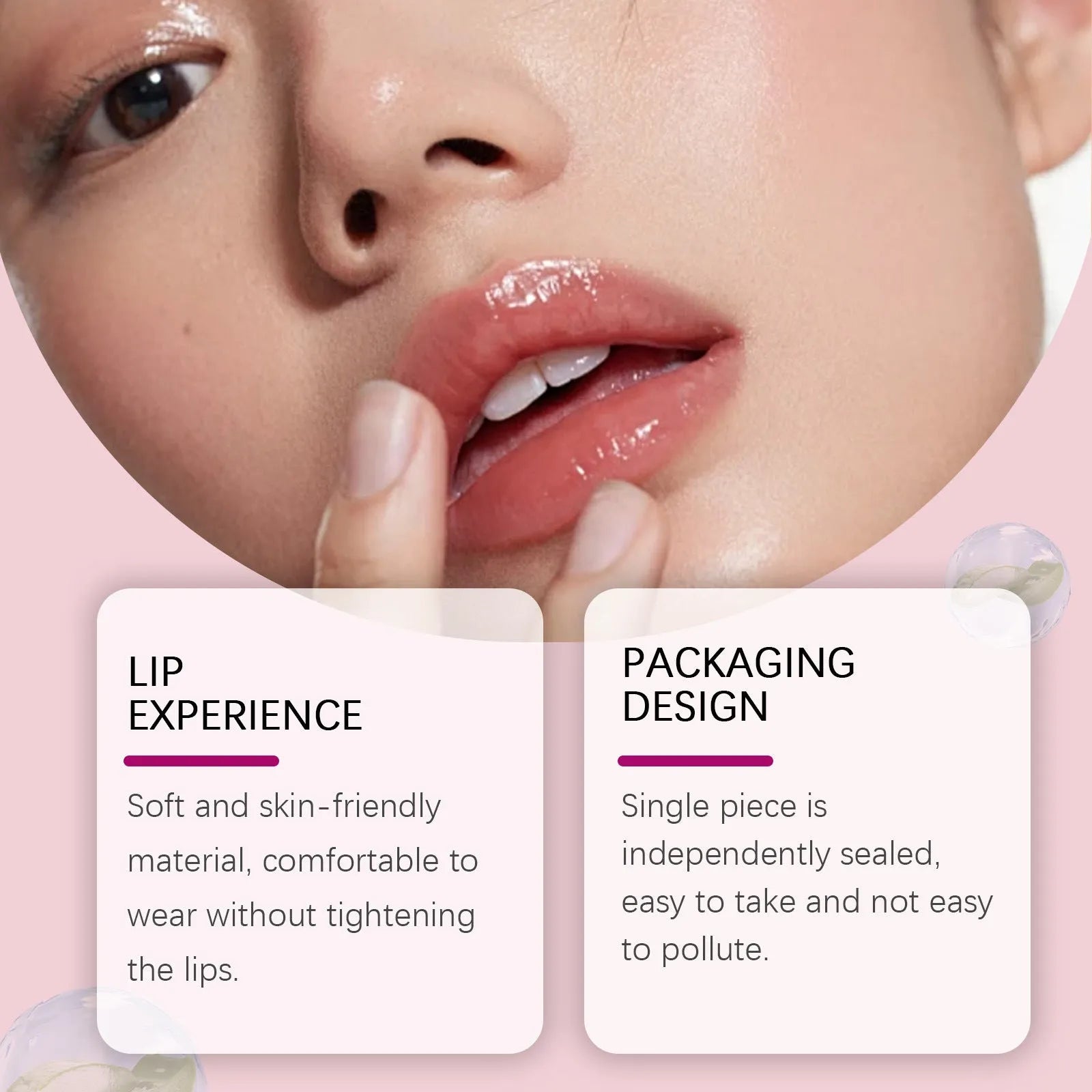 Lip nursing adhesive bandage with silicone gel patches measuring 8cm by 12cm for moisturising lip care